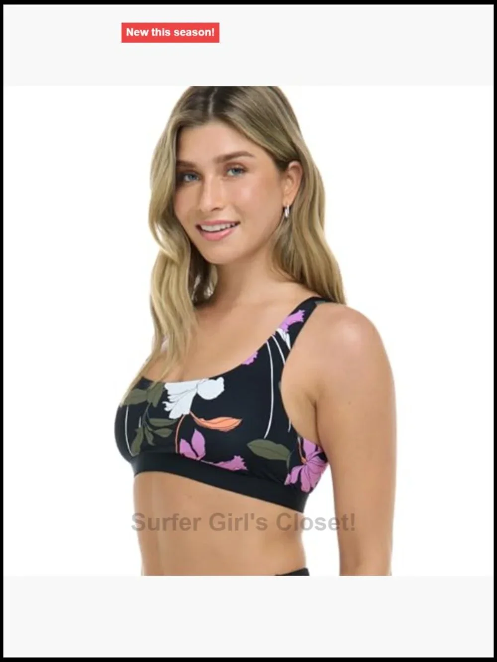 Cross-Over Sports Bra Swimsuit Top with Multi Strap Back Medium Support
